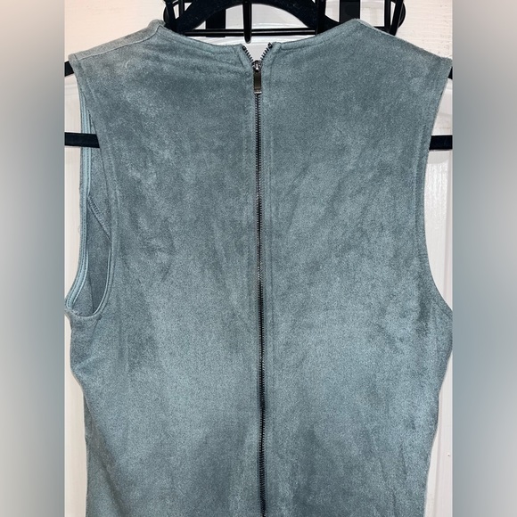 Windsor Tight V-Neck Suede Dress in Teal Blue NWT — L - Picture 4 of 4